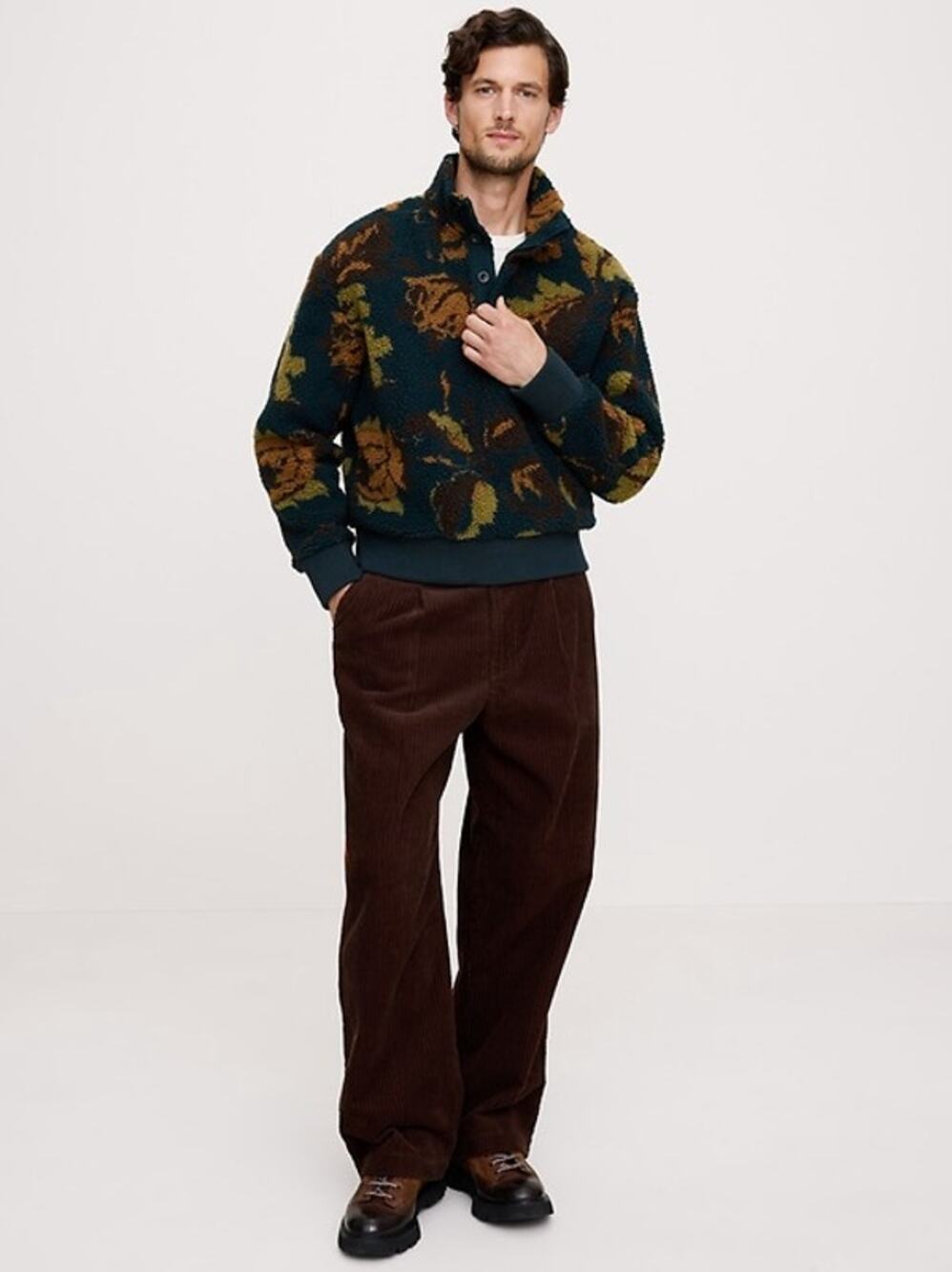 BANANA REPUBLIC Print Sherpa Fleece Sweatshirt Floral Sz M $200